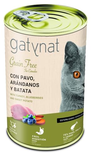 Gatynat Grain Free Katzenfutter Nassfutter, Truthahn, Blaubeeren und Süßkartoffeln, getreidefrei, Packung mit 12 x 400 g von Dibaq