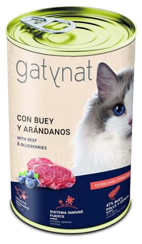 Gatynat Katzenfutter Nassfutter, Ochse und Blaubeeren, Packung mit 12 x 400 g von Dibaq