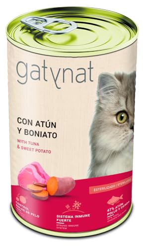 Gatynat Nassfutter für Katzen, Thunfisch mit Süßkartoffeln, 12 Stück x 400 g von Dibaq