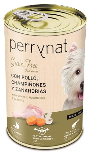 Perrynat Grain Free Nassfutter für Hunde, Huhn mit Pilzen und Karotten, ohne Cerealien, Packung mit 12 x 400 g von Dibaq