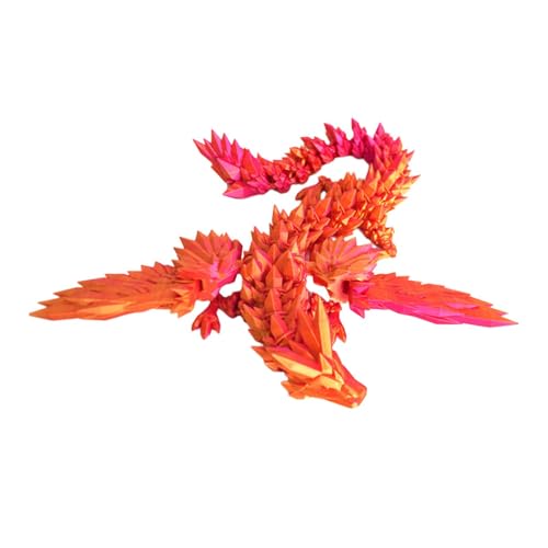 Dickly 3D-Gedruckter Drache, flexibel, 45,7 cm, Dekofigur, beweglicher Drache für Urlaub, Erwachsene, Teenager, Zappelspielzeug, Heimdekoration, Rot von Dickly