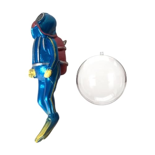 Dickly Miniatur-Taucher-Actionfigur, süße Taucherfigur, Spielset, Layout-Spielzeug mit Wasserballon, für Aquarium-Dekoration für das für Aquarium, Blau von Dickly