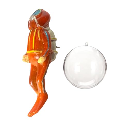 Dickly Miniatur-Taucher-Actionfigur, süße Taucherfigur, Spielset, Layout-Spielzeug mit Wasserballon, für Aquarium-Dekoration für das für Aquarium, Orange von Dickly