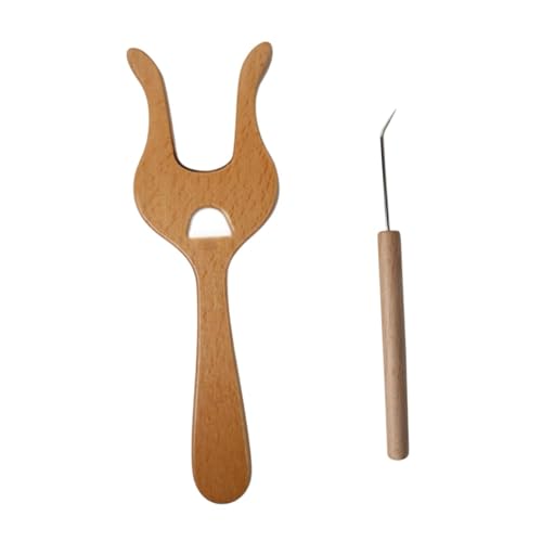 Dickly Strickgabel, Webwerkzeug, Strickwebstuhl-Set, professionelle Gebogene Nadel aus Holz für Kleider und Armbänder von Dickly