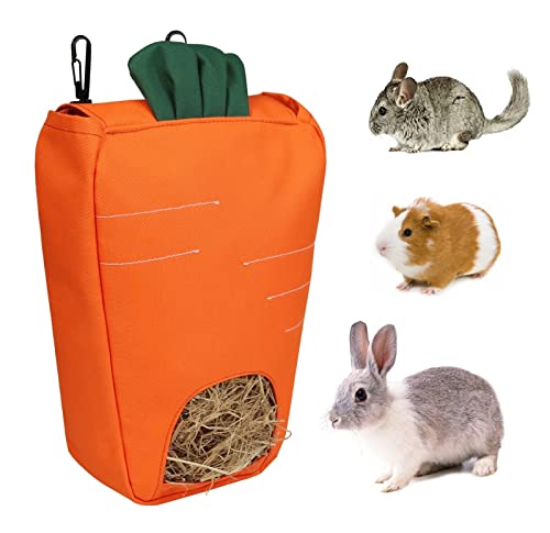 Heufutterstation für Kaninchen, Meerschweinchen, Heubeutel, zum Aufhängen, 600D Oxford-Gewebe, für kleine Heu essen, Kaninchen, Meerschweinchen, Chinchilla, kleine Tiere, Orange von Dickplay