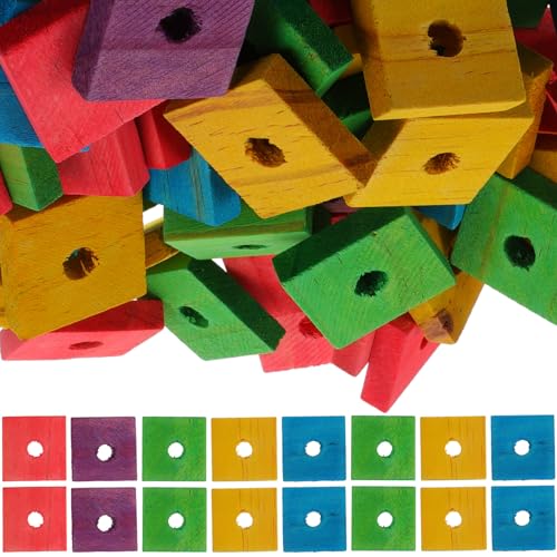 Didiseaon 100 Stück DIY Holzspäne Holzspielzeug Stapelspielzeug Vögel Spielzeug Vogel Kauspielzeug Papageien Käfig Biss Holzblock Holz Beißen Spielen Kauen Chip Conures Nymphensittiche afrikanische graue Papageien von Didiseaon