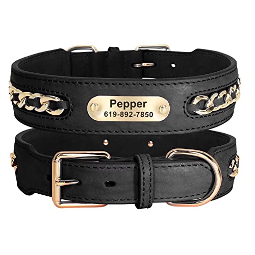 Didog Hundehalsband aus echtem Leder, exquisites geflochtenes Metall, personalisierbar mit graviertem, breitem Namensschild, verstellbar und langlebig, individuelle Hundehalsbänder für kleine, von Didog