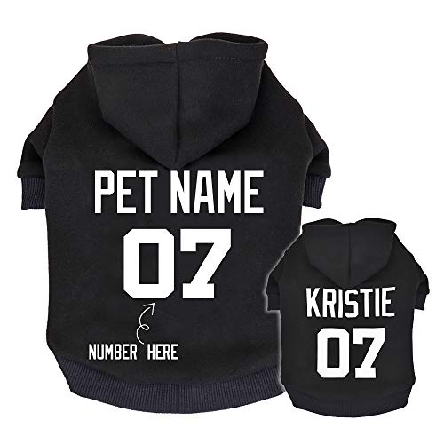 Didog Hunde-Kapuzenpullover, mit Namen und Nummer, Kleidung mit Namen für Welpen, Pudel, Yorkie, kleine und mittelgroße Hunde, personalisierbar von Didog