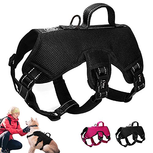 Didog Multi-Use Escape Proof Dog Harnesses for Escape Artist Dogs,Reflective Adjustable Padded Sports Vest Harlter for Medium Large Dogs Hiking Walking Trails,Black,M von Didog