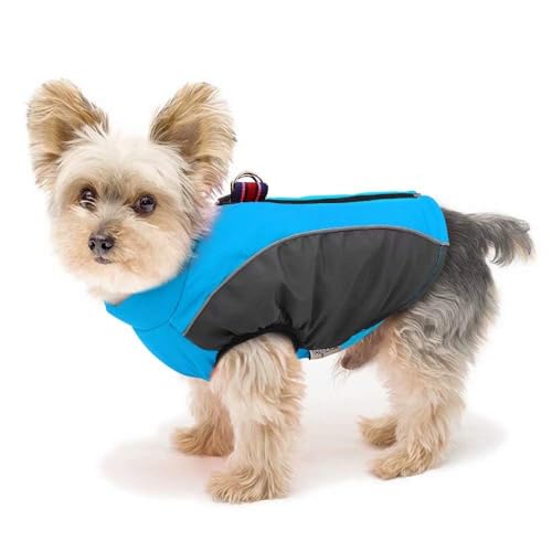 Didog Warmer Hundemantels für kleine Hunde und Katzen, mit Fleece gefüttert, reflektierend, kaltes Wetter, Sportweste mit Reißverschluss und Leinen-Ring zum Spazierengehen, Wandern, Blau von Didog