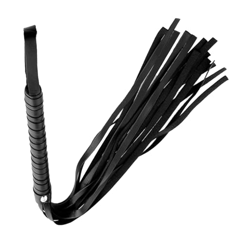 Diffaxy Schwarze Peitschen-Requisiten 48 cm, Peitsche zum Reiten mit Ledergriff für Reitvorführungen, Pferdetraining, Bühnenauftritte und Cosplay Diffaxy Schwarze Peitschen-Requisiten 48 cm, Peitsche zum Reiten mit Ledergriff für Reitvorführungen, Pferdetraining, Bühnenauftritte und Cosplay von Diffaxy