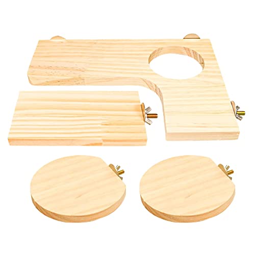 Dificato Hamster Holz Plattform Set aus Holz Pedal Spielzeug - L-förmige Ständer Sitzstange mit rundem Loch von Dificato