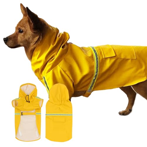 Hunde-Regenmantel, wasserdicht, mit Kapuze, reflektierend, verstellbar, für mittelgroße Hunde, Größe XXL, mit Loch für Geschirr und sicheren reflektierenden Streifen von Difistik