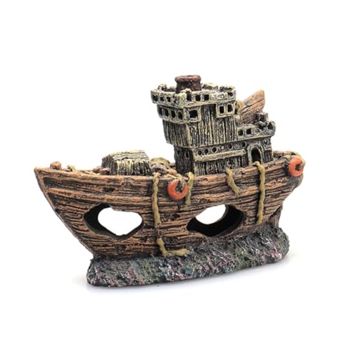 Diheohg Aquarium Piratenfisch Schiff Zierfisch Unterschlupf Zubehör Mini Schiffswrack Ornament 1 Stück von Diheohg