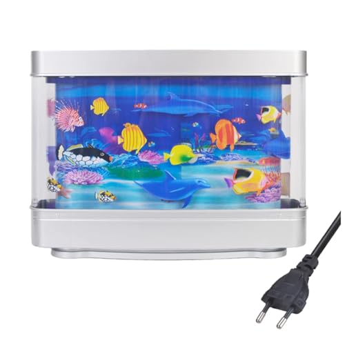 Diheohg Künstliche Tropische Aquariumlampe, Aquarium-Nachtlicht, Virtueller Ozean, Dynamische LED-Tischlampe, Raumdekoration, Geschenk, Einfach zu Verwenden, EU-Stecker von Diheohg