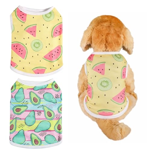 2 Pack Welpen Kleidung,Atmungsaktives Hunde-Shirts für Kleine Hunde Sommer Basic T-Shirt Soft Tank Top Ärmellose Weste Haustier Kleidung für Hundekatze(L) von DiiWmme