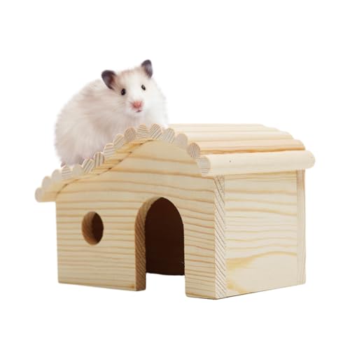 DiiWmme Meerschweinchenversteck aus Holz, Hamsterhaus, Meerschweinchenhaus, Kleintierhaus, Kaninchenkäfig, Zubehör mit Fenstern, Holzhaus für Kaninchen von DiiWmme