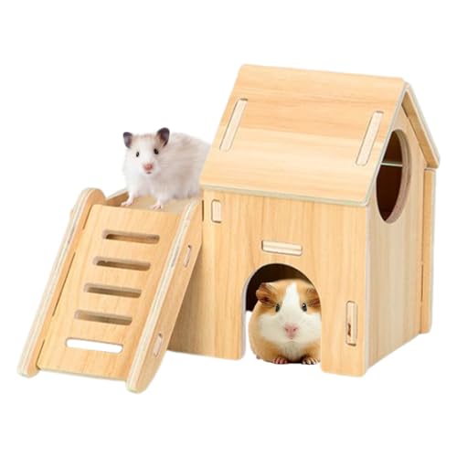 Hamsterhaus aus Holz, Kaninchenhaus, Hamsterversteck für Kleintiere, Meerschweinchenversteck mit Fenstern, Holzhaus für Kaninchen von DiiWmme