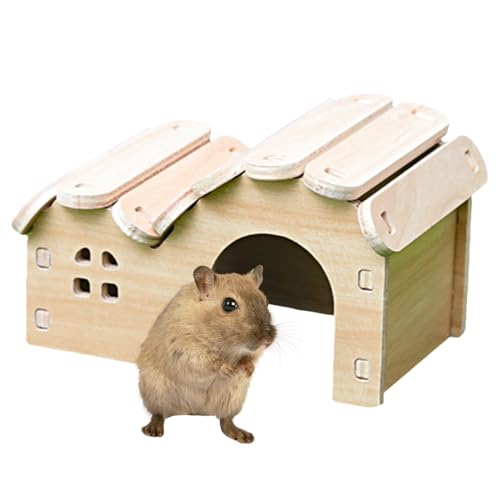 Hamsterhaus aus Holz, Kaninchenhaus aus Holz, Meerschweinchenhaus mit Fenstern, Meerschweinchen, Hamster, Holzversteck für Chinchillas, Kleintiere, 14 x 9,5 x 8 cm von DiiWmme