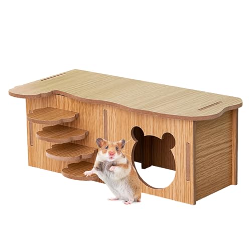 Hamsterhaus aus Holz, Meerschweinchenhaus, Hamster-Häuser mit Stufen, Haustiere, Kaninchenhaus aus Holz mit Fenstern, einfach zu montieren, Meerschweinchenversteck von DiiWmme