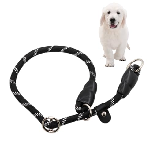 Hundehalsband mit reflektierenden Streifen, geflochtenes Halsband für Welpen, kein Ziehen, rundes Martingal-Hundehalsband, Haustier-Nylonseil, verstellbar, für kleine, mittelgroße Hunde von DiiWmme