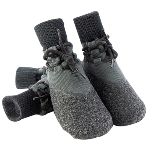 Hundeschuhe, rutschfeste Hundestiefel für verletzte Pfoten, wasserdichte Hundesocken, Pfotenschutz, verstellbare Hundesocken, Pfotenschutz für Hunde, Welpen, Haustiere, Grau, 4 Stück von DiiWmme