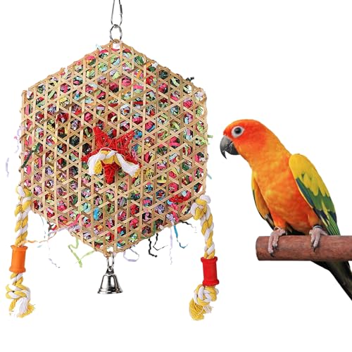 Vogelspielzeug, Vogelspielzeug für Papageien, zufällige Farbe, Vogelseil-Sitzstange mit Glocke, Vogelschaukel, Sitzstange, Hängespielzeug für Sittiche, Lovebirds, Finken und andere kleine bis von DiiWmme