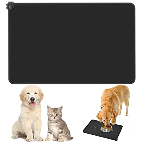 Napfunterlage Katzen, Futtermatte Katzen, Hundenapf Unterlage, Napfunterlage Hund, Katzenfutter Unterlage, Katzenmatte Futter, Für Futternäpfe Wassernapf, Futtermatte, 48x30cm,Schwarz von Dilightnews