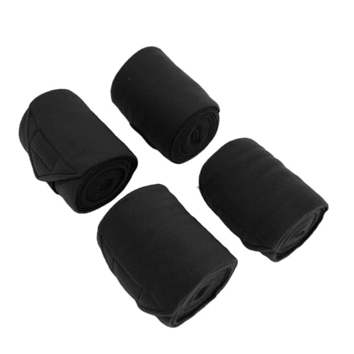 Dilwe Pferde-Beinbandagen, Verdicktes Fleece-Design, Set mit 4 Schützenden Beinbandagen für den Reitsport (Black) von Dilwe