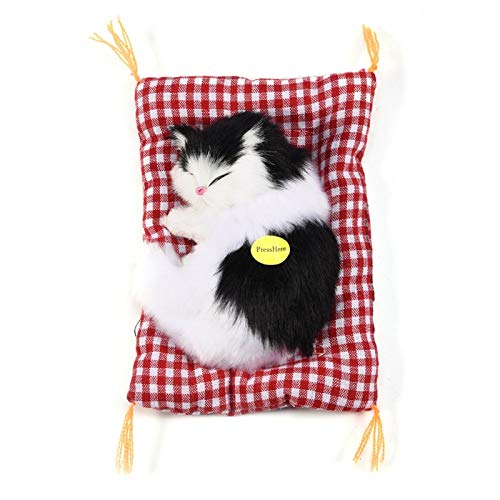 Dilwe Simulation Stuffed Cat Toy, 4Typen Simulation Plüsch Cat Plüsch Sound Toy Home Decoration- für Kinder(Schwarz + Weiß) von Dilwe