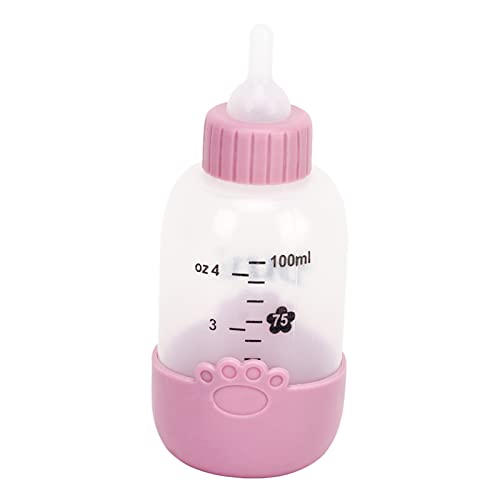 Haustier-Stillflasche, 100 Ml, Haustier-Stillflasche, Universelles Pfotenmuster, Silikon, Haustier-Milch-Flaschen-Set für Welpen und Katzen (PINK) von Dilwe