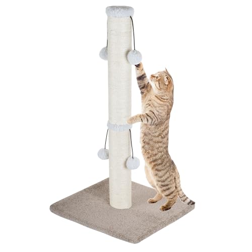 Dimaka 73,7 cm hoher Kratzbaum für Katzen, Sisalstamm mit Teppich und 4 Plüschbällen (beige) von Dimaka