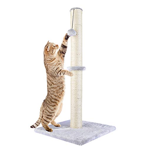 Dimaka 73 cm Groß Ultimate Kratzbaum für Katzen, Grau Kratzsäule mit Sisalstamm & Spielball von Dimaka