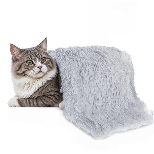 Dimeho Beruhigende Kuscheldecke für Haustiere Flauschige Decke für Hunde & Katzen Superweich und Warm 22 × 14 Zoll/56 × 36 cm Graue Welpendecke für Innenbereich Maschinenwaschbar Graue von Dimeho