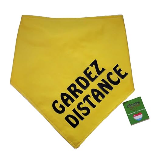 Dimples Bandana Pour Chien - Gardez Distance - Foulard Jaune Avec Impression gardez VOS Distances - ne touchez pas le Chien 40cm von Dimples - Sew Happy