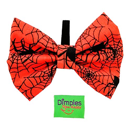 Dimples Hundefliege Halloween Spinnen orange - Hundehalsband Fliege für kleine, mittlere und große Hunde - Hunde Halsschleife -Hundebesitzer Geschenk – Foto Requisite für Hund - L von Dimples - Sew Happy