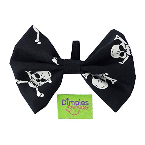 Dimples Hundefliege Piraten Totenköpfe schwarz Weiss - Hundehalsband Fliege für kleine, mittlere, große Hunde - Hunde Halsschleife - Hundegeschenk - Foto Requisite für Parties und Hochzeiten mit Hund von Dimples - Sew Happy