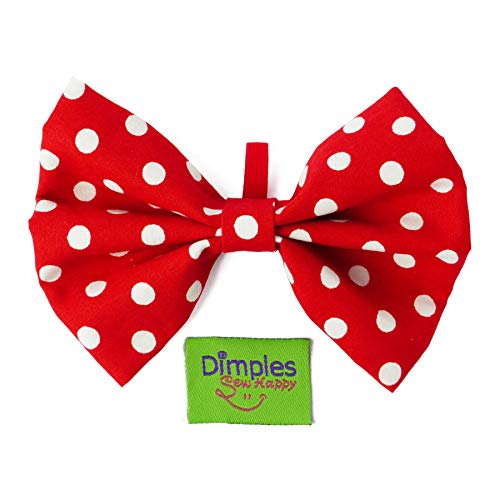 Dimples Hundefliege Rot gepunktet - Hundehalsband Fliege für kleine, mittlere und große Hunde - Hunde Halsschleife -Hundebesitzer Geschenk – Foto Requisite für Parties und Hochzeiten mit Hund - L von Dimples - Sew Happy