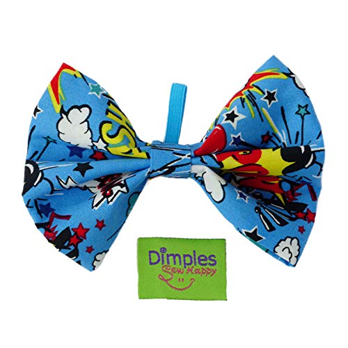 Dimples Hundefliege Superheld Comic blau - Hundehalsband Fliege für kleine, mittlere, große Hunde - Hunde Halsschleife - Hundebesitzer Geschenk - Foto Requisite für Parties und Hochzeiten mit Hund von Dimples - Sew Happy