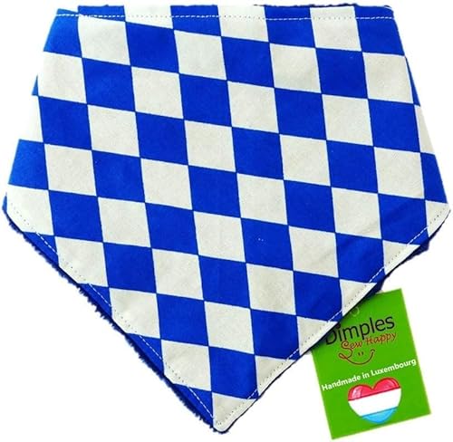 Dimples Hundehalstuch - Bayern Raute Weiß Blau Tracht Oktoberfest - Halstuch für kleine mittlere und Grosse Hunde Welpen und Katzen - Hunde Besitzer Geschenk - Handgemachtes Hunde Accessoire 25cm von Dimples - Sew Happy