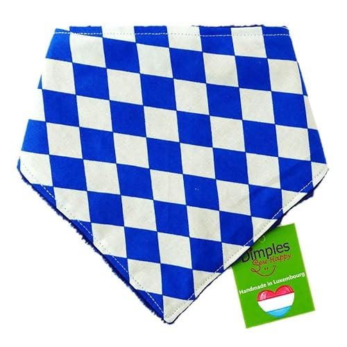 Dimples Hundehalstuch - Bayern Raute Weiß Blau Tracht Oktoberfest - Halstuch für kleine mittlere und Grosse Hunde Welpen und Katzen - Hunde Besitzer Geschenk - Handgemachtes Hunde Accessoire 60cm von Dimples - Sew Happy