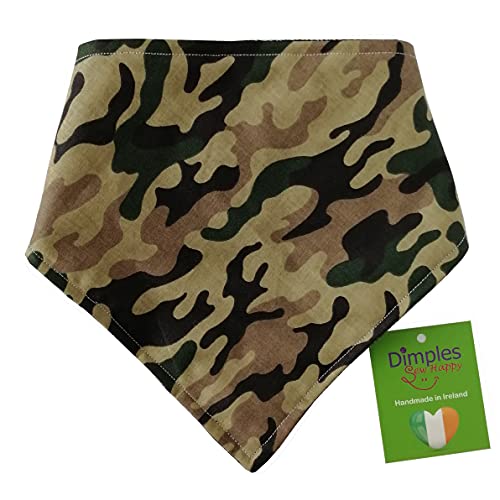 Dimples Hundehalstuch - Camouflage Army Tarnfleck - Halstuch für kleine mittlere und Grosse Hunde Welpen und Katzen - Hunde Besitzer Geschenk - Handgemachtes Hunde Accessoire 25cm von Dimples - Sew Happy