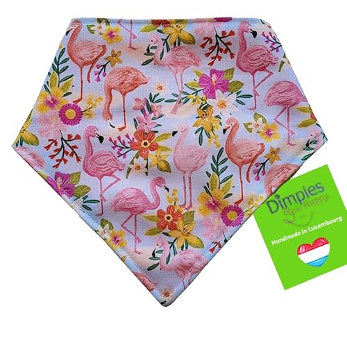 Dimples Hundehalstuch - Flamingo türkis pink - Halstuch für kleine mittlere und Grosse Hunde Welpen und Katzen - Hunde Besitzer Geschenk - Handgemachtes Hunde Accessoire 55cm von Dimples - Sew Happy