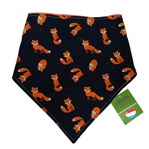 Dimples Hundehalstuch - Füchse schwarz orange - Halstuch für kleine mittlere und Grosse Hunde Welpen und Katzen - Hunde Besitzer Geschenk - Handgemachtes Hunde Accessoire 45cm von Dimples - Sew Happy