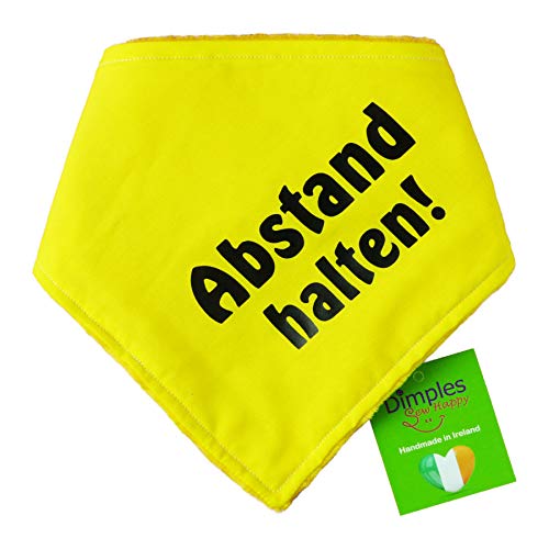 Dimples Hundehalstuch Gelb - Abstand Halten - Bitte Hund Nicht anfassen -Warn Halstuch für kleine mittlere und Grosse Hunde, die nervös, ängstlich, läufig, bissig oder in Ausbildung sind 40cm von Dimples - Sew Happy