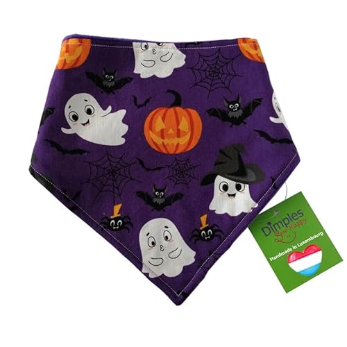 Dimples Hundehalstuch - Halloween Geister Gespenster lila - Halstuch für kleine mittlere und Grosse Hunde Welpen und Katzen - Hunde Besitzer Geschenk - Handgemachtes Hunde Accessoire 55cm von Dimples - Sew Happy