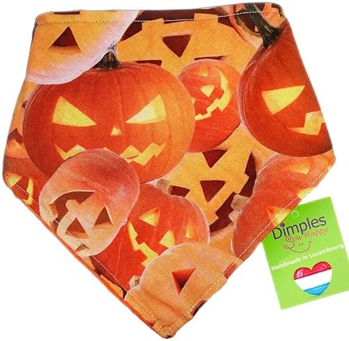 Dimples Hundehalstuch - Halloween Kürbisse orange - Halstuch für kleine mittlere und Grosse Hunde Welpen und Katzen - Hunde Besitzer Geschenk - Handgemachtes Hunde Accessoire 55cm von Dimples - Sew Happy