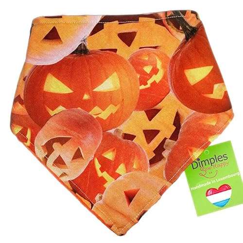 Dimples Hundehalstuch - Halloween Kürbisse orange - Halstuch für kleine mittlere und Grosse Hunde Welpen und Katzen - Hunde Besitzer Geschenk - Handgemachtes Hunde Accessoire 60cm von Dimples - Sew Happy