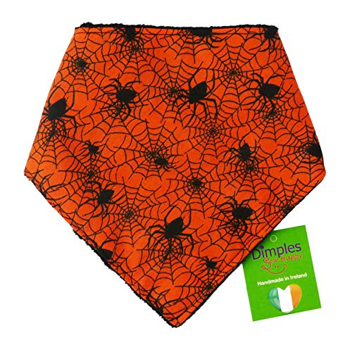 Dimples Hundehalstuch - Halloween Spinnen schwarz orange - Halstuch für kleine mittlere und Grosse Hunde Welpen und Katzen - Hunde Besitzer Geschenk - Handgemachtes Hunde Accessoire 55cm von Dimples - Sew Happy