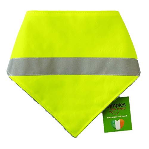 Dimples Hundehalstuch - Hi-Vis Reflektorband Warngelb hohe Sichtbarkeit - Halstuch für kleine mittlere und Grosse Hunde und Katzen - Hunde Besitzer Geschenk - Handgemachtes Hunde Accessoire 50cm von Dimples - Sew Happy